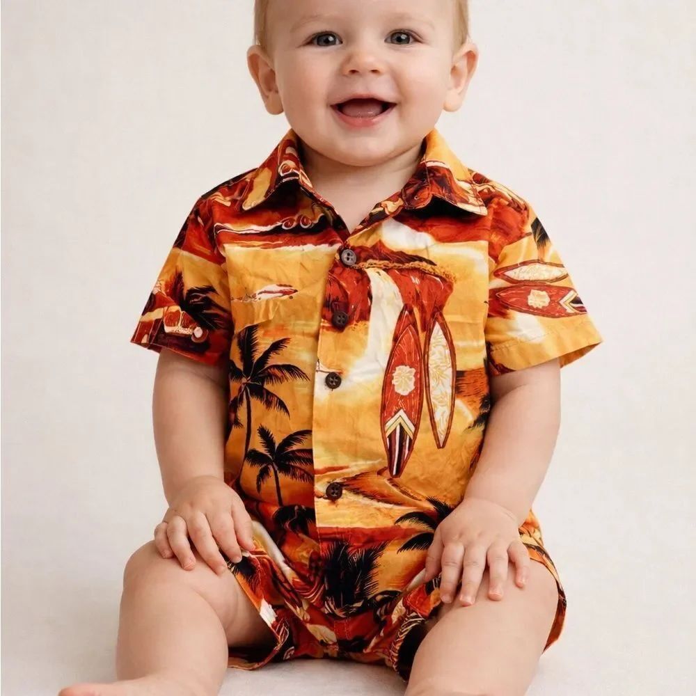 Royal Hawaiian Creations Baby 6-8M Tropical Shirt Shorts Set Hawaii